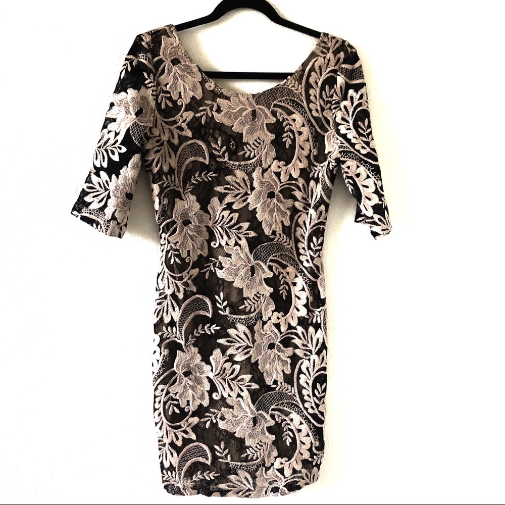 DAINTY HOOLIGAN LACE EMBROIDERY DRESS WITH SEQUINS